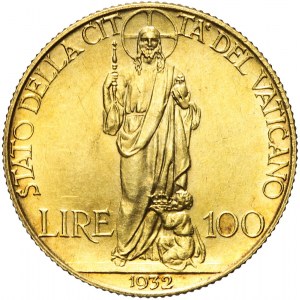 Watykan, Pius XI, 100 lirów 1932, Rzym