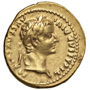 Imperial Roman Coins - § Tiberio (14-37) Aureo - D/ Testa laureata a dx. ...