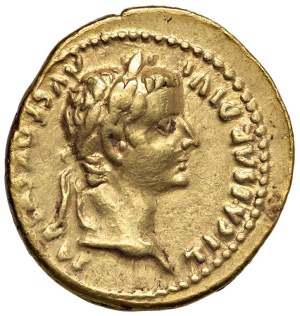 Imperial Roman Coins - § Tiberius (14-37) Aureus - D/ Laureate head right ...