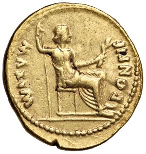 Imperial Roman Coins - § Tiberius (14-37) Aureus - D/ Laureate head right ...