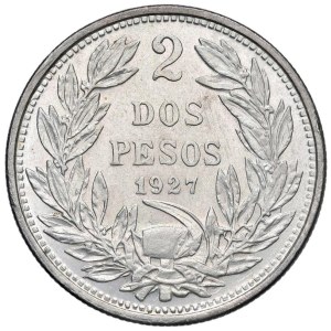 Foreign coins - CILE 2 Pesos 1927 - KM 172 AG (g 18,07) In slab CC...