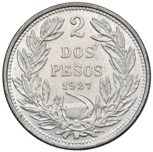 Foreign coins - CHILE 2 Pesos 1927 - KM 172 AG (g 18.07) In slab CC...