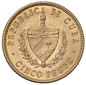Foreign coins - CUBA Republic 5 Pesos 1916 - Kr. 19 AU (g 8.38)...