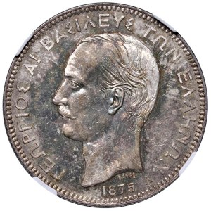 Foreign coins - GRECIA Giorgio I (1863-1913) 5 Dracme 1875 A - KM ...