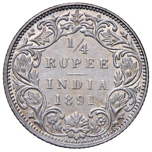Foreign coins - INDIA Vittoria (1837-1901) Quarto di Rupia 1891 B ...