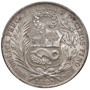Foreign coins - PERÙ (1822-) Lima - Sol 1883 - KM 196 AG In slab P...