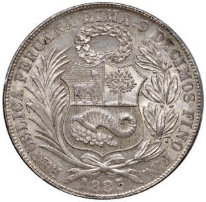 Foreign coins - PERU (1822-) Lima - Sol 1883 - KM 196 AG In slab P...