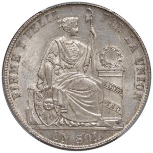 Foreign coins - PERU (1822-) Lima - Sol 1883 - KM 196 AG In slab P...