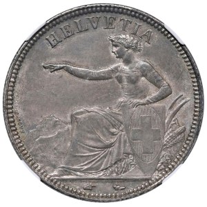Foreign coins - SVIZZERA 5 Franchi 1851 - KM 11 AG In slab NGC AU ...