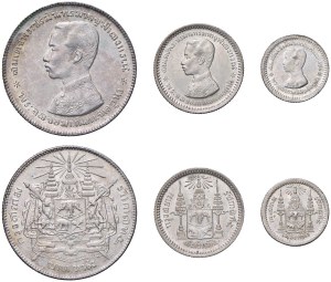 Foreign coins - THAILAND Rama V (1868-1910) Series of 3 values se...