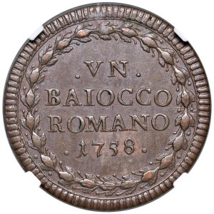 Papal coins - Clemente XIII (1758-1769) Baiocco 1758 An. I - Mun...