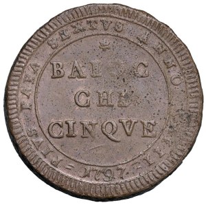 Papal coins - Pius VI (1775-1799) Madonnina da 5 Baiocchi 1797 An...
