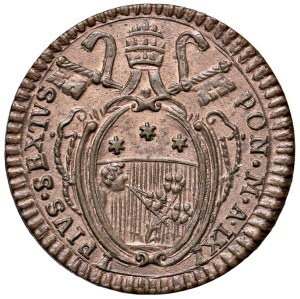 Papal coins - Pius VI (1775-1799) Quattrino An. IX - Munt. 142 CU...