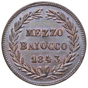 Papal coins - Gregorio XVI (1831-1846) Mezzo Baiocco 1843 An. XI...