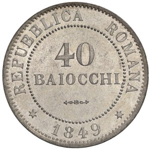 Papal coins - * Second Roman Republic (1848-1849) 40 Baiocch...