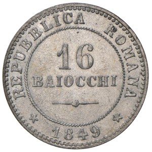 Papal coins - Seconda repubblica romana (1848-1849) 16 Baiocchi ...