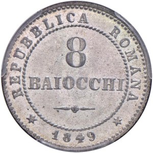 Papal coins - Second Roman Republic (1848-1849) 8 Baiocchi 1...