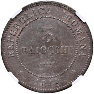 Papal coins - Second Roman Republic (1848-1849) 3 Baiocchi 1...
