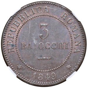 Papal coins - Seconda repubblica romana (1848-1849) 3 Baiocchi 1...