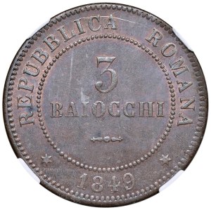 Papal coins - Second Roman Republic (1848-1849) 3 Baiocchi 1...
