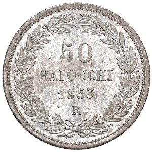 Papal coins - Pius IX (1846-1878) 50 Baiocchi 1853 An. VIII - Mun...