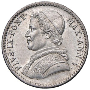 Papal coins - Pius IX (1846-1878) 20 Baiocchi 1850 An. V - Munt. ...