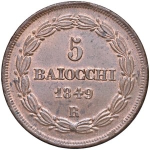 Papal coins - Pio IX (1846-1878) 5 Baiocchi 1849 An. IV - Munt. ...