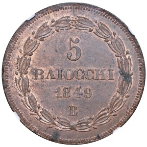 Papal coins - Pio IX (1846-1878) Bologna - 5 Baiocchi 1849 An. I...