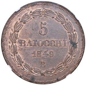 Papal coins - Pius IX (1846-1878) Bologna - 5 Baiocchi 1849 An. I...
