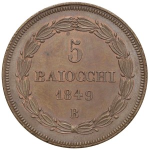 Papal coins - Pio IX (1846-1878) Bologna - 5 Baiocchi 1849 An. I...