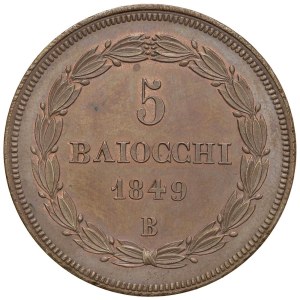 Papal coins - Pius IX (1846-1878) Bologna - 5 Baiocchi 1849 An. I...