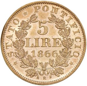 Papal coins - Pius IX (1846-1878) 5 Lire 1866 An. XXI - Munt. 44 ...