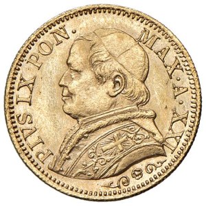Papal coins - Pius IX (1846-1878) 5 Lire 1866 An. XXI - Munt. 44 ...