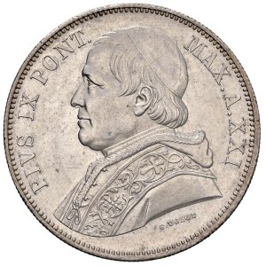 Papal coins - Pio IX (1846-1878) 5 Lire 1867 An. XXI - Munt. 45 ...