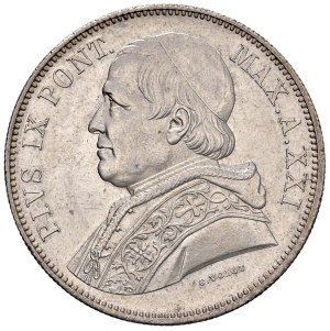 Papal coins - Pius IX (1846-1878) 5 Lire 1867 An. XXI - Munt. 45 ...