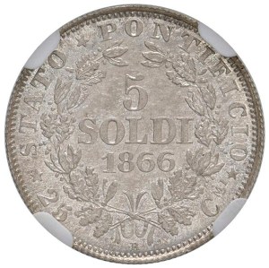 Papal coins - Pius IX (1846-1878) 5 Soldi 1866 An. XXI - Munt. 56...