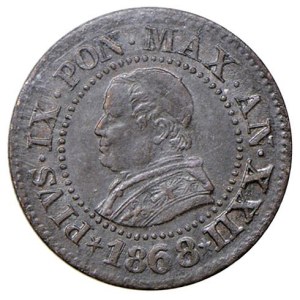 Papal coins - Pio IX (1846-1878) Centesimo 1868 An. XXII - Munt....