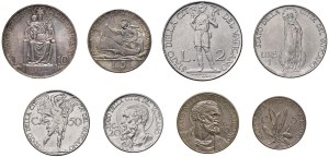 Papal coins - Pius XII (1939-1958) Divisional set of 8 coins ...