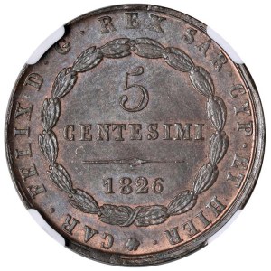 Savoy - Carlo Felice (1821-1831) 5 Centesimi 1826 T - Nomi...