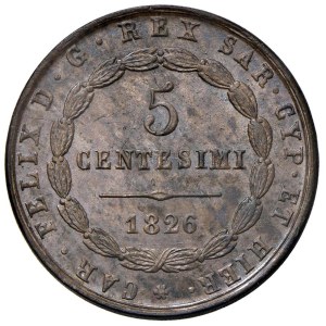 Savoy - Carlo Felice (1821-1831) 5 Centesimi 1826 T - Nomi...