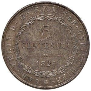 Savoy - Charles Felix (1821-1831) 5 cents 1826 T - Names...