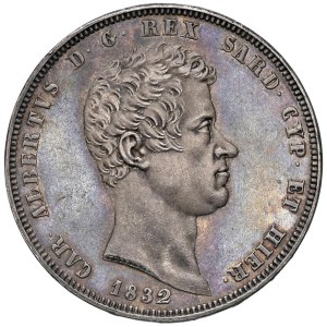 Savoy - Charles Albert (1831-1849) 5 Lire 1832 T - Nomisma ...