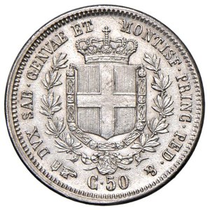 Savoy - Vittorio Emanuele II (1849-1861) 50 Centesimi 1852...