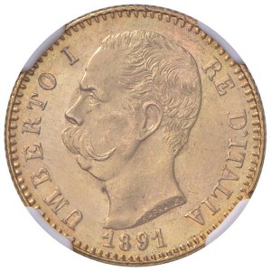 Savoy - Umberto I (1878-1900) 20 Lire 1891 - Nomisma 989 A...