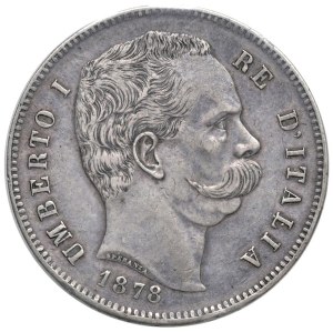 Savoy - Umberto I (1878-1900) 5 Lire 1878 - Nomisma 992 AG...
