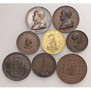 Lots - Lotto di 8 medaglie, 1 in argento, 1 in bronzo dor...