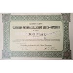 1921. [LUBIN-CHOCIANÓW RAILROAD] KLEINNBAHN AKTIENGESELLSCHAFT LUBEN-KOTZENAU