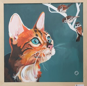 Greta AGNEZA - SIEMCZUK (1975), Cat with Sparrows 11, 2023