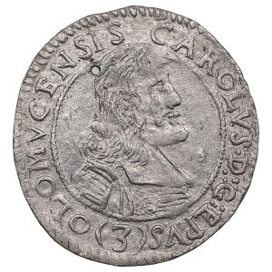 Bohemia, Bishopric of Olomouc (Kremsier) 3 Kreuzer 1668 - Karl II von Liechtenstein-Kastelkorn (1664-1695)