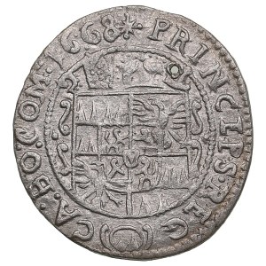 Bohemia, Bishopric of Olomouc (Kremsier) 3 Kreuzer 1668 - Karl II von Liechtenstein-Kastelkorn (1664-1695)